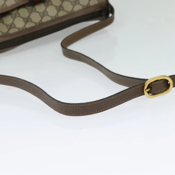 GUCCI GG Supreme Web Sherry Line Shoulder Bag PVC Beige Gold Red Auth ep9570 - Picture 8 of 15